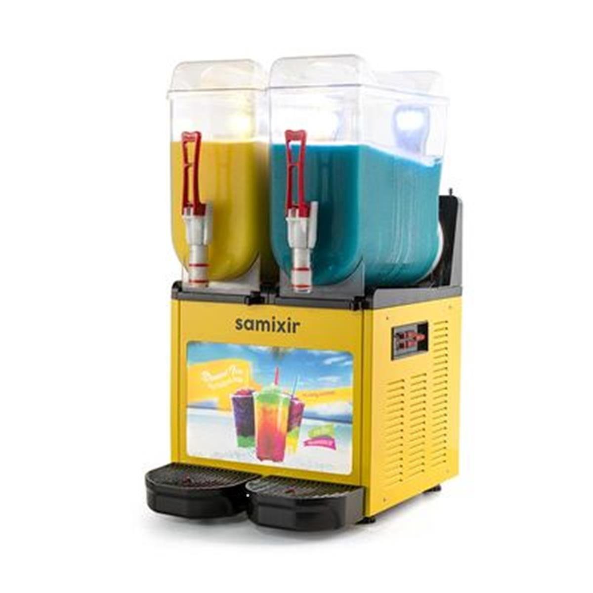 Samixir SLUSH24 Allure Twin Ice Slush Granita Meyve Suyu Dispenseri, 12+12 L, Sarı,,Ice Slush & Buzlaş Makineleri,Samixir,1150051,Premut