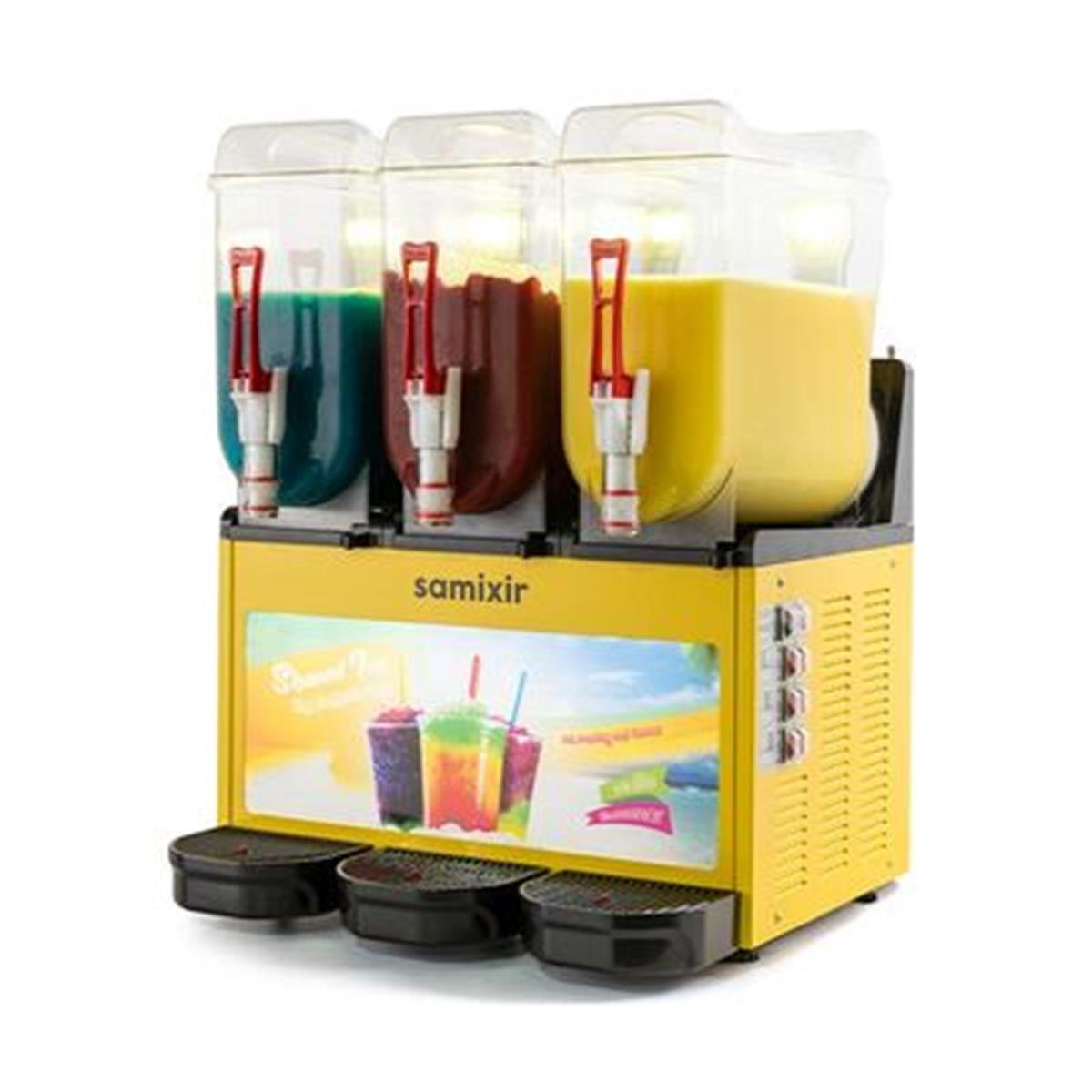Samixir SLUSH36 Allure Triple Ice Slush Granita ve Soğuk Meyve Suyu Dispenseri, 12+12+12 L, Sarı,,Ice Slush & Buzlaş Makineleri,Samixir,1150082,Premut