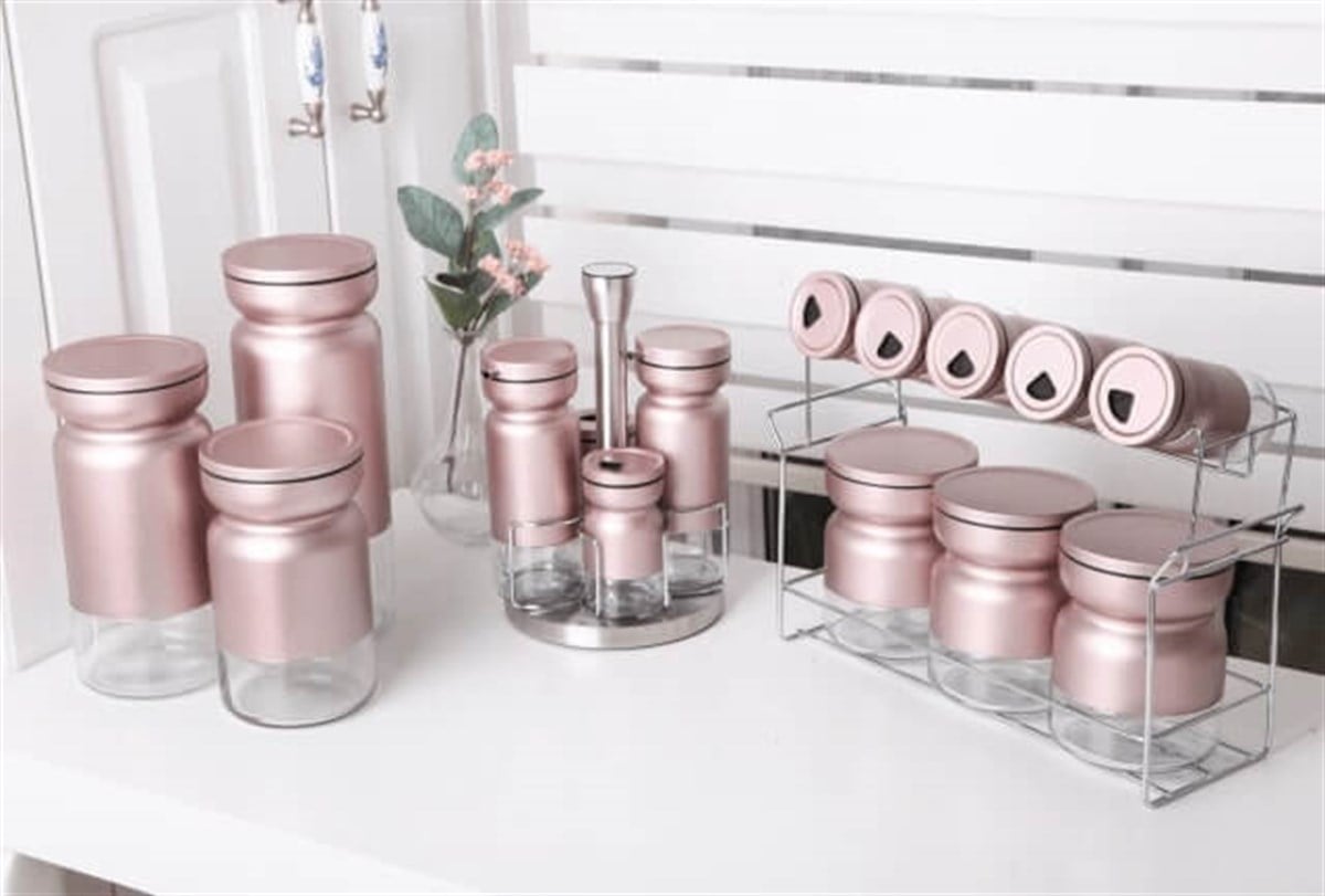  Cam 17 Parça Baharat Seti Rose Gold VBL-2116GönülBaharatlık