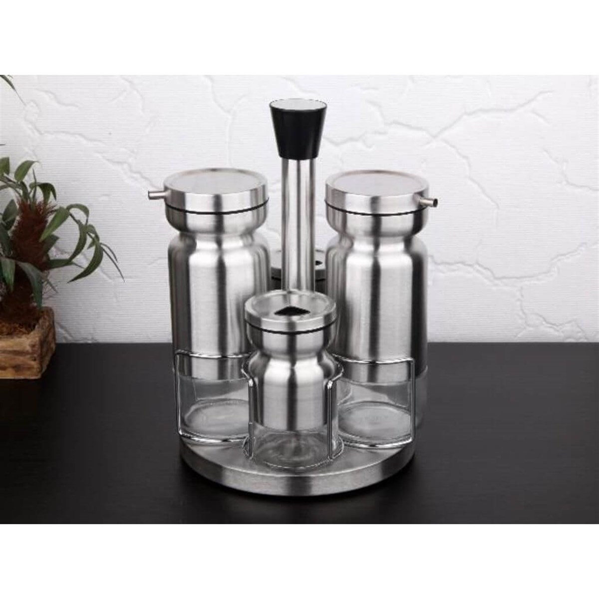 17 Parça Cam Baharat ve Yağlık Sirkelik Seti İNOX VBL-2118GönülBaharatlık