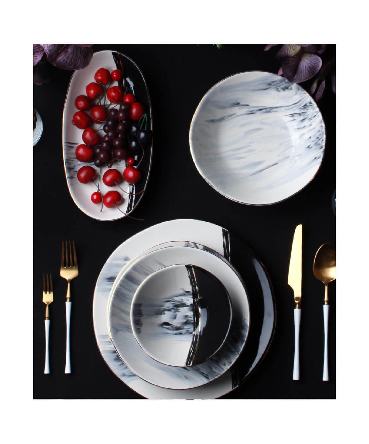 Acar Dolunay 6 Kişilik 27 Parça Seramik Yemek Takımı - SiyahAcar6 Kişilik Yemek Takımı