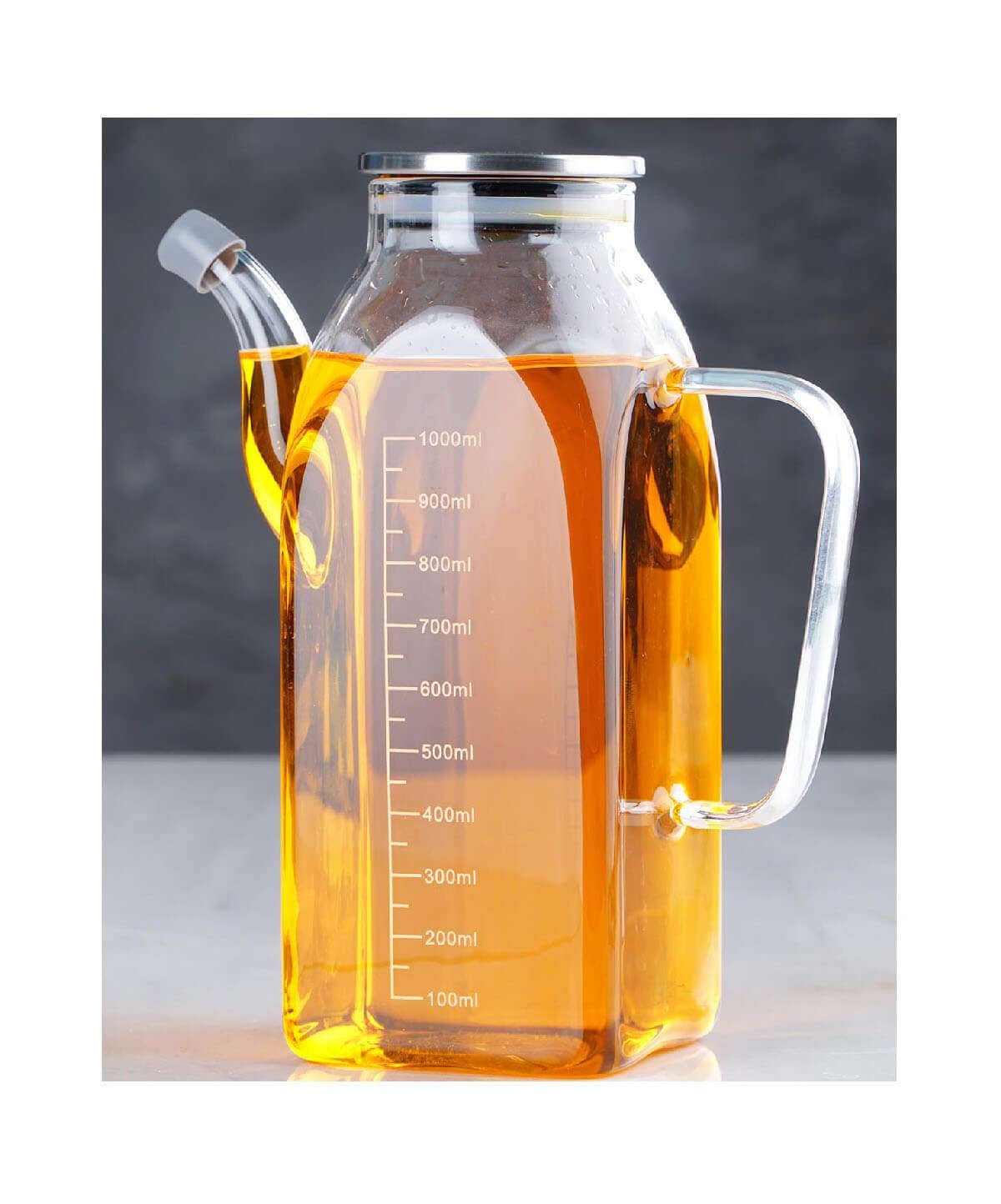 Acar Evie Metal Kapaklı Kare Cam Yağdanlık - 1000 MLAcarHazırlık