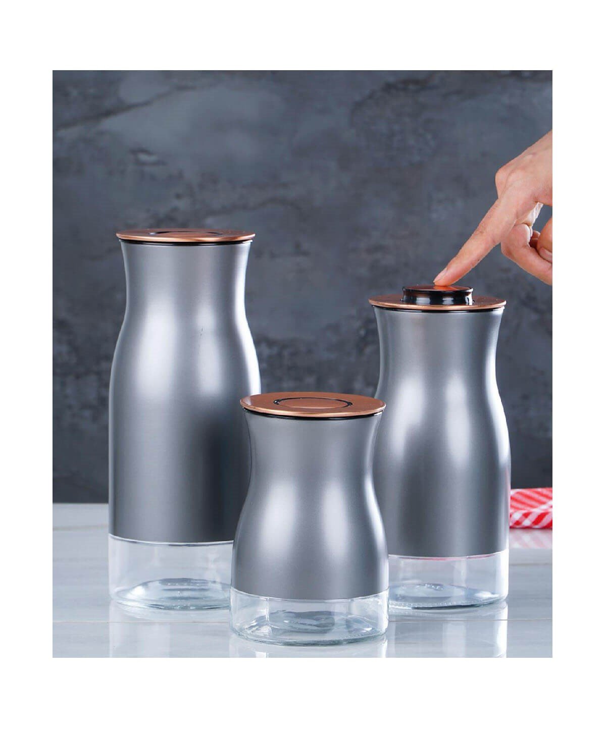 Acar Home Nano 3'Lü Cam Kavanoz Baharat Takımı GriAcarBaharatlık