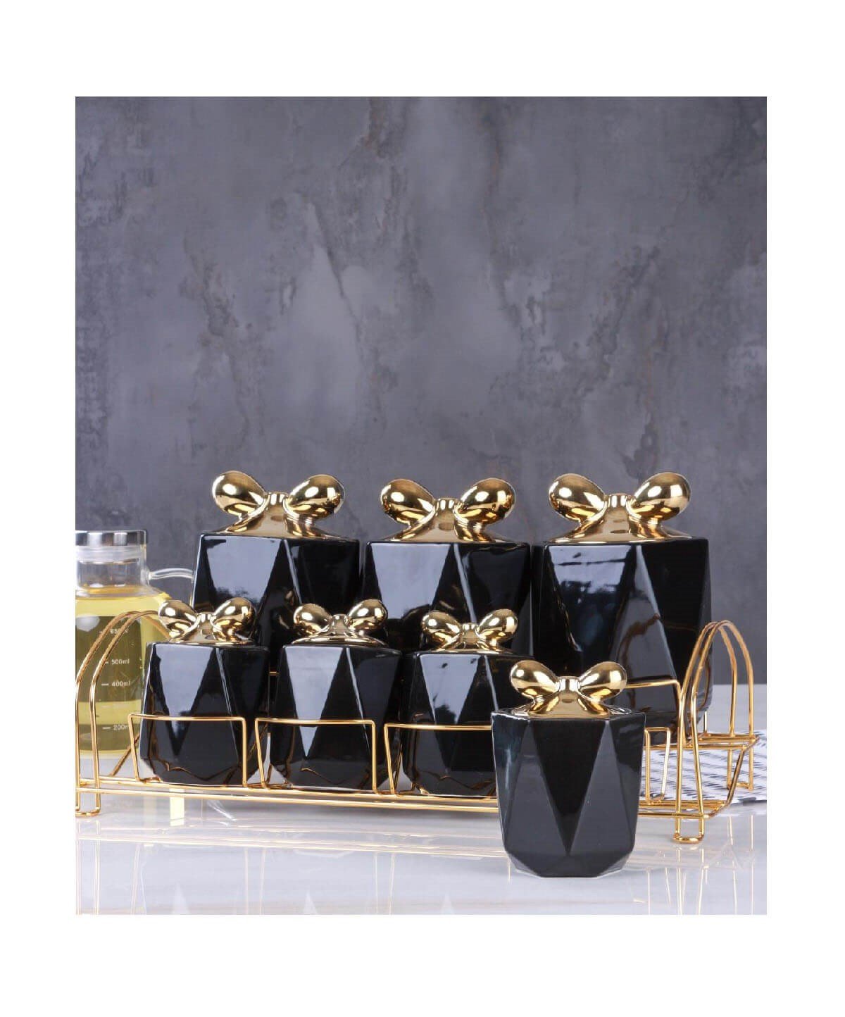 Acar Julia 7li Metal Standlı Porselen Baharat SetiAcarBaharatlık