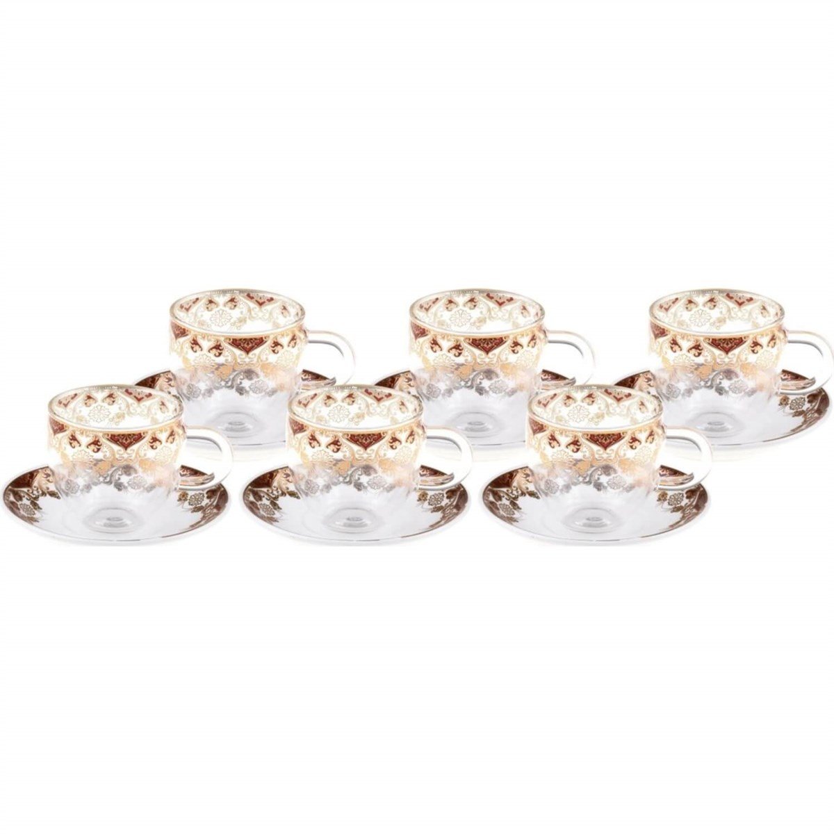 Bambum Chuya - 6 Kisilik Porselen Tabakli Çay Fincan TakimBambumFincan Takımları