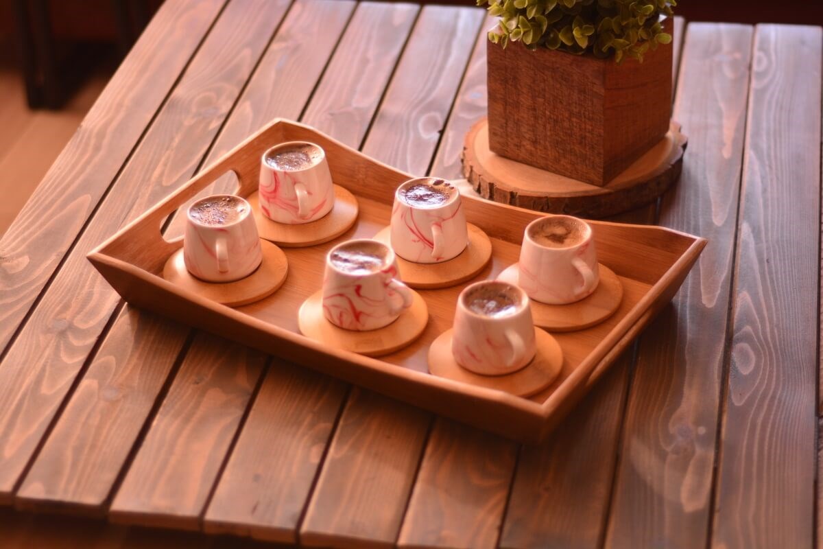 Bambum Ebru 6 Kişilik Kahve Fincan Takımı KırmızıBambumFincan Takımları