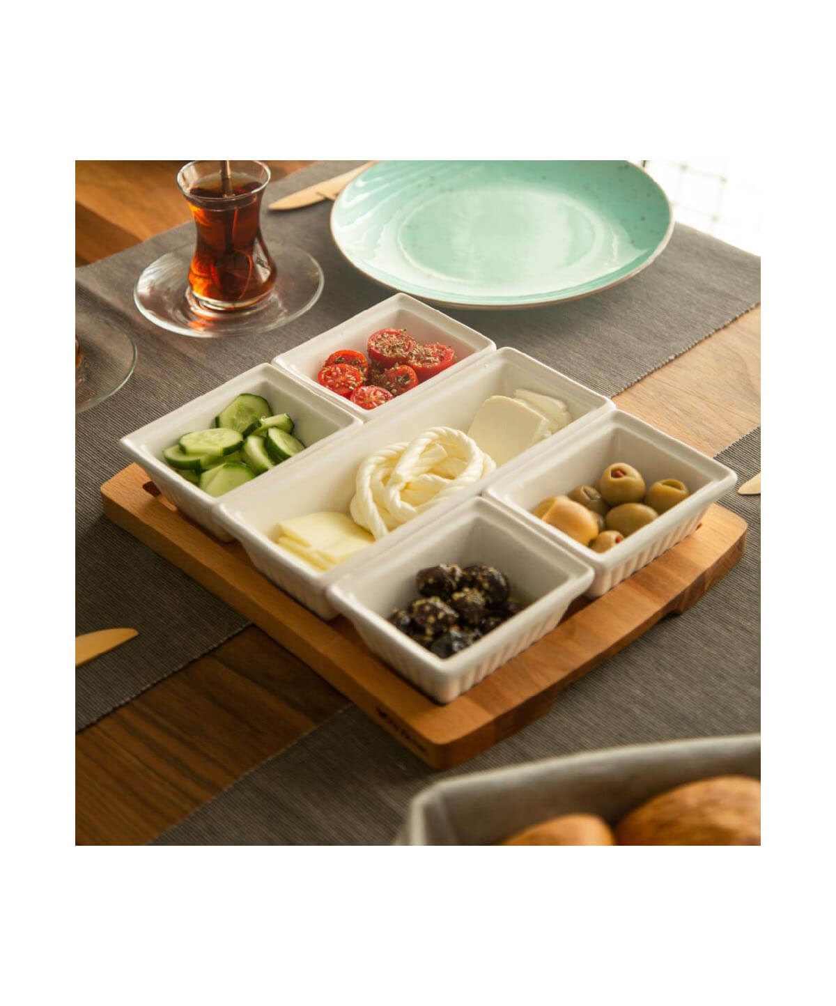 Joy Kitchen Ahşap Tepsili 5'li Kahvaltılık Set UP00645İpek Züccaciye6 Kişilik Kahvaltı Takımı