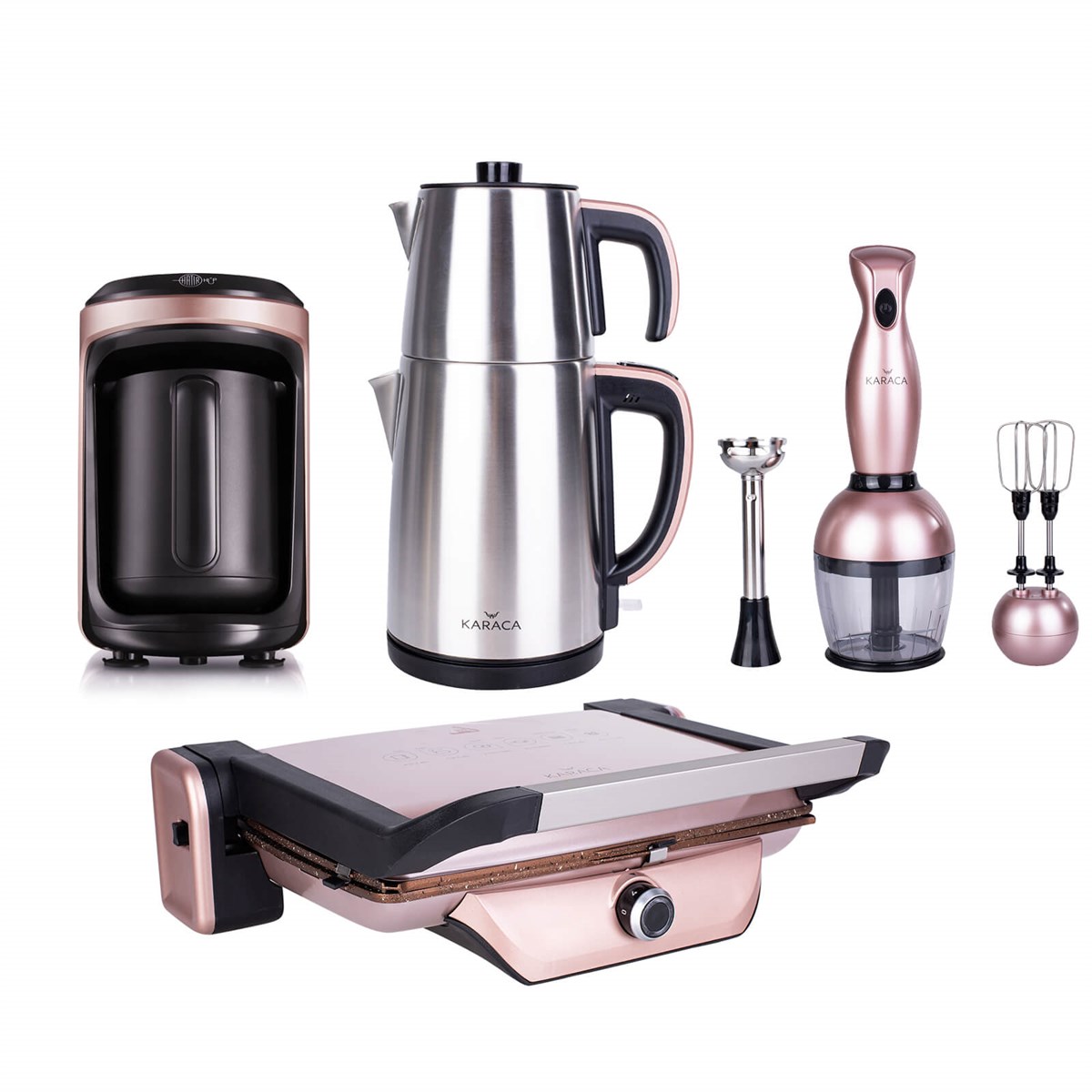 Karaca 4lü Hatır Hüp Kahve Makineli Elektrikli Çeyiz Seti Rosegold