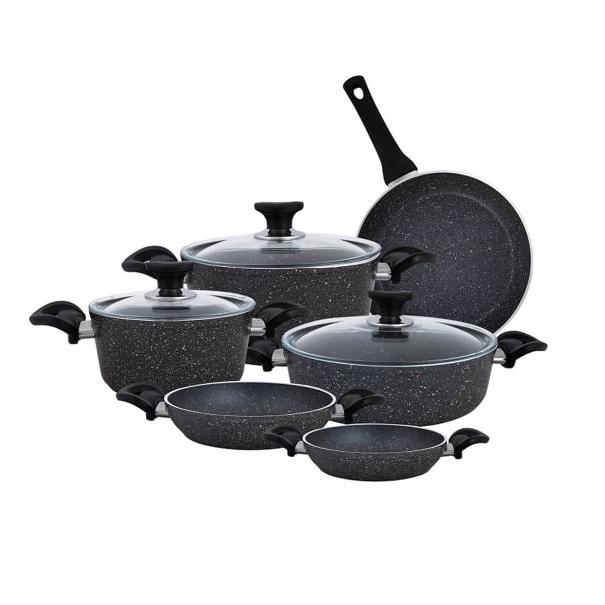 Karaca Bio Granit Premium Pinkgrey Mega 9 Parça Tencere Seti