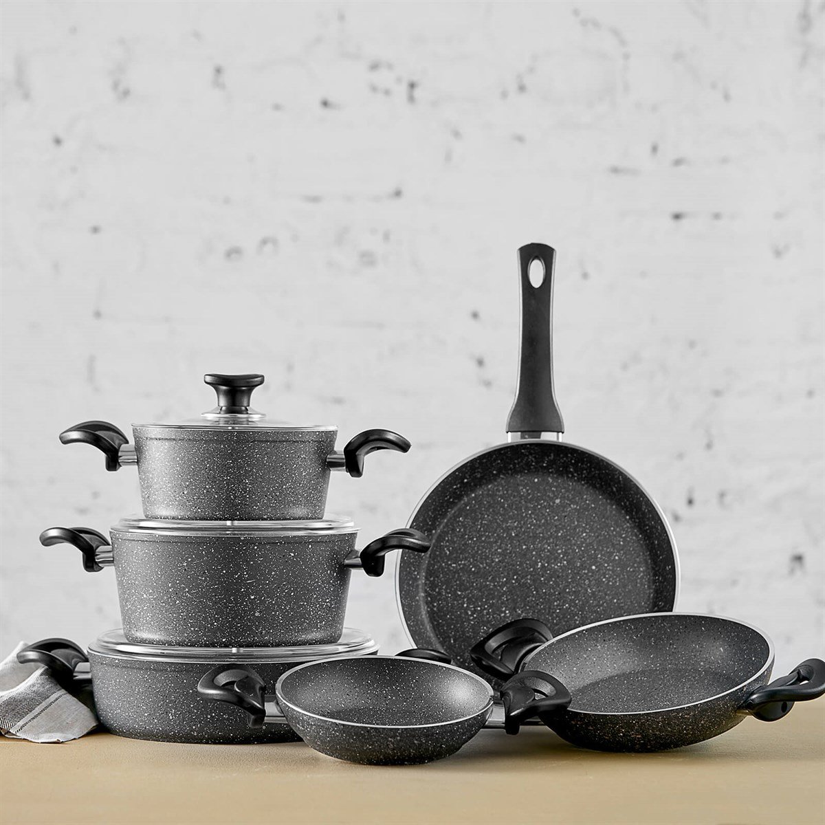 Karaca Bio Granit Premium Pinkgrey Mega 9 Parça Tencere Seti