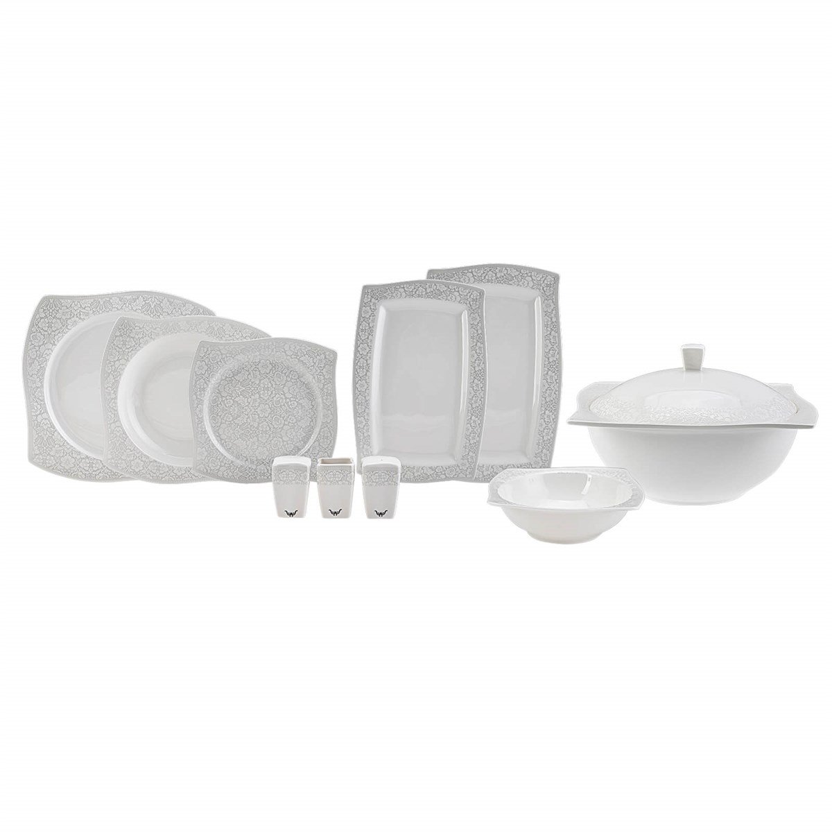 Karaca Fine Bone Folium 60 Parça 12 Kişilik Kare Yemek Takımı