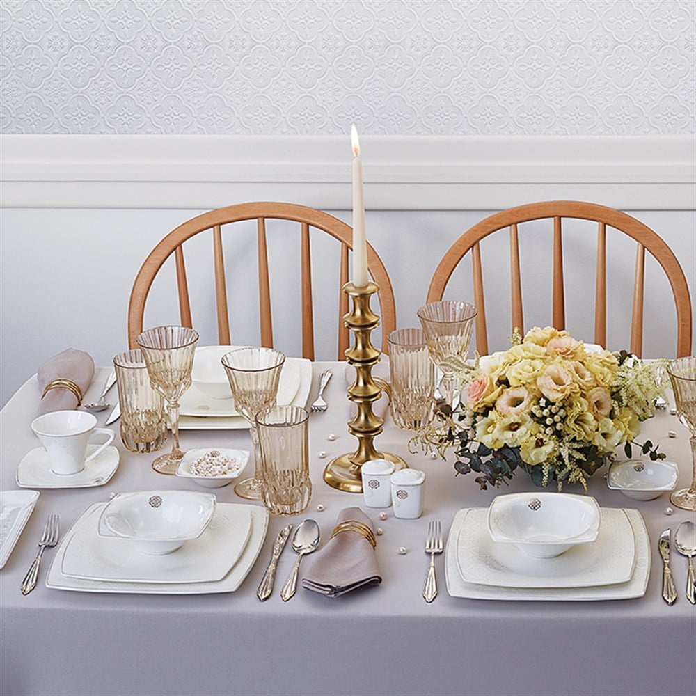 Karaca Fine Pearl Hailey 62 Parça İnci Yemek Takımı