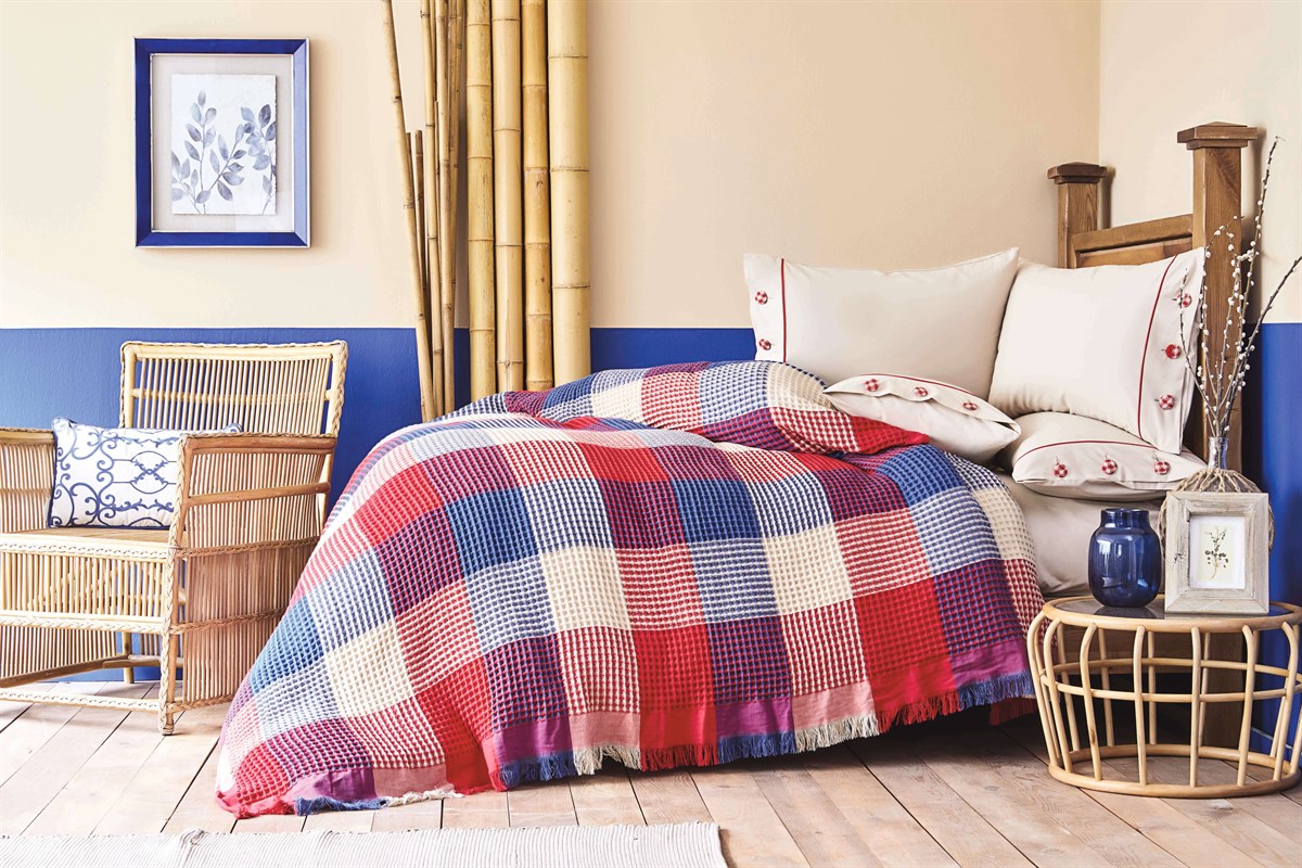 Karaca Home Coloro Bej Çift Kişilik Waffle Pike Takımı (Fitted)