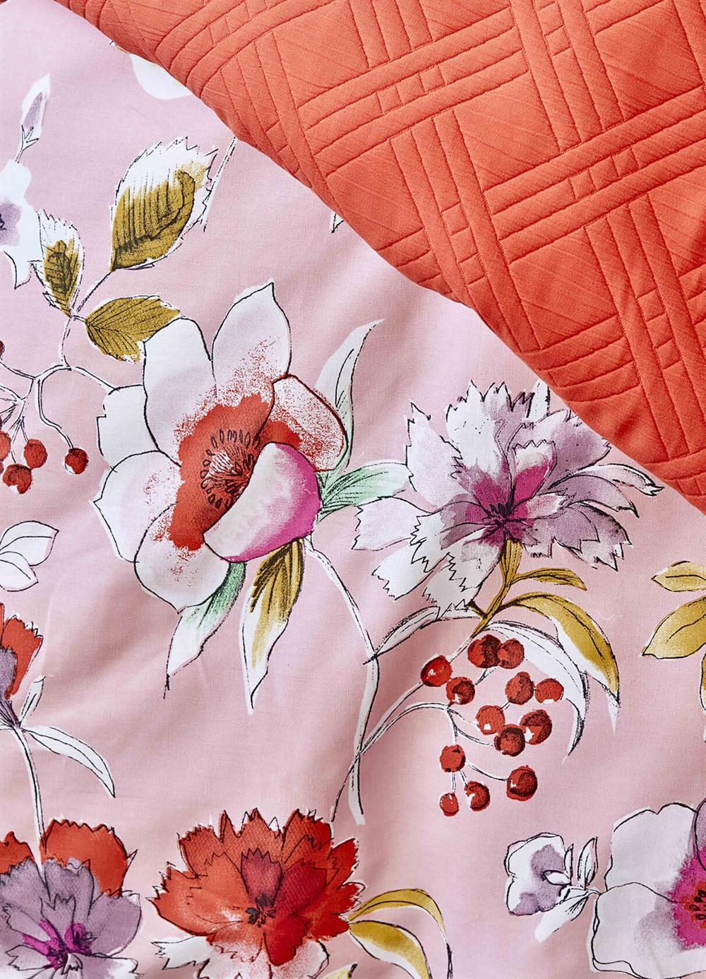 Karaca Home Elia Pembe Rnf Nevresim ve Yatak Örtüsü Seti