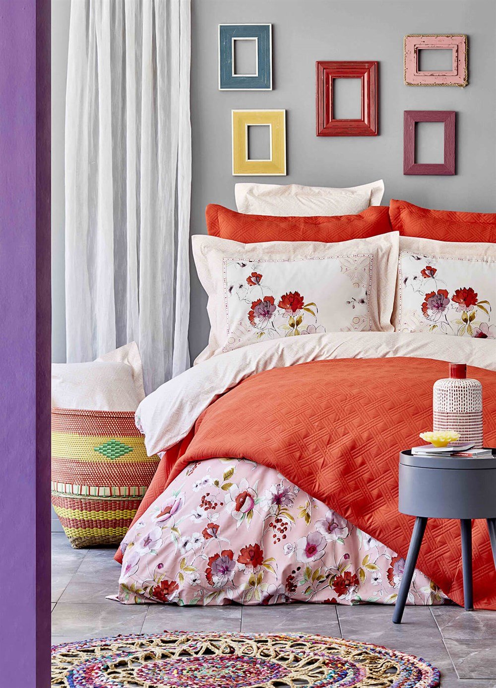 Karaca Home Elia Pembe Rnf Nevresim ve Yatak Örtüsü Seti