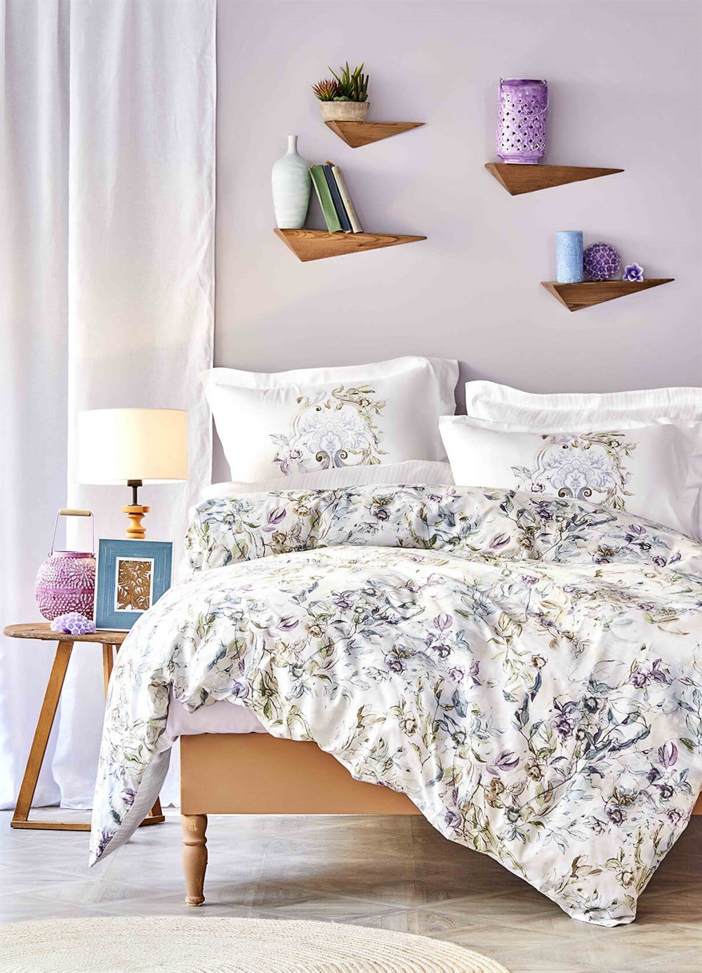 Karaca Home Elsira Mor Saten Çift Kişilik Nevresim Takımı