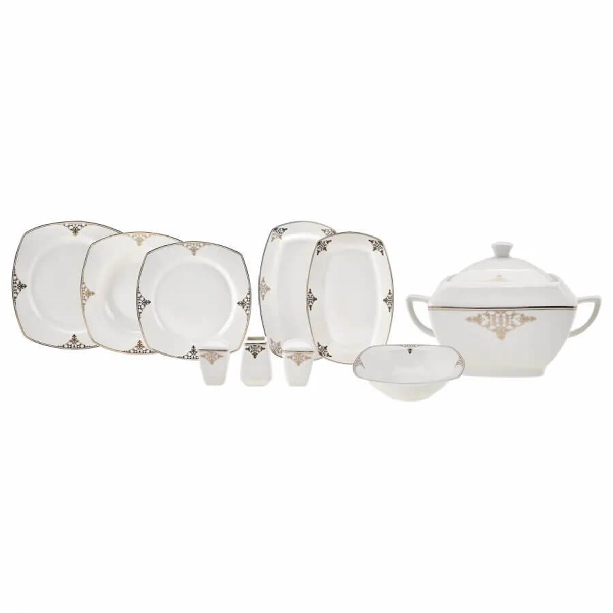 Karaca Milena Gold 60 Parça 12 Kişilik Yemek Takımı KareKaraca12 Kişilik Yemek Takımı