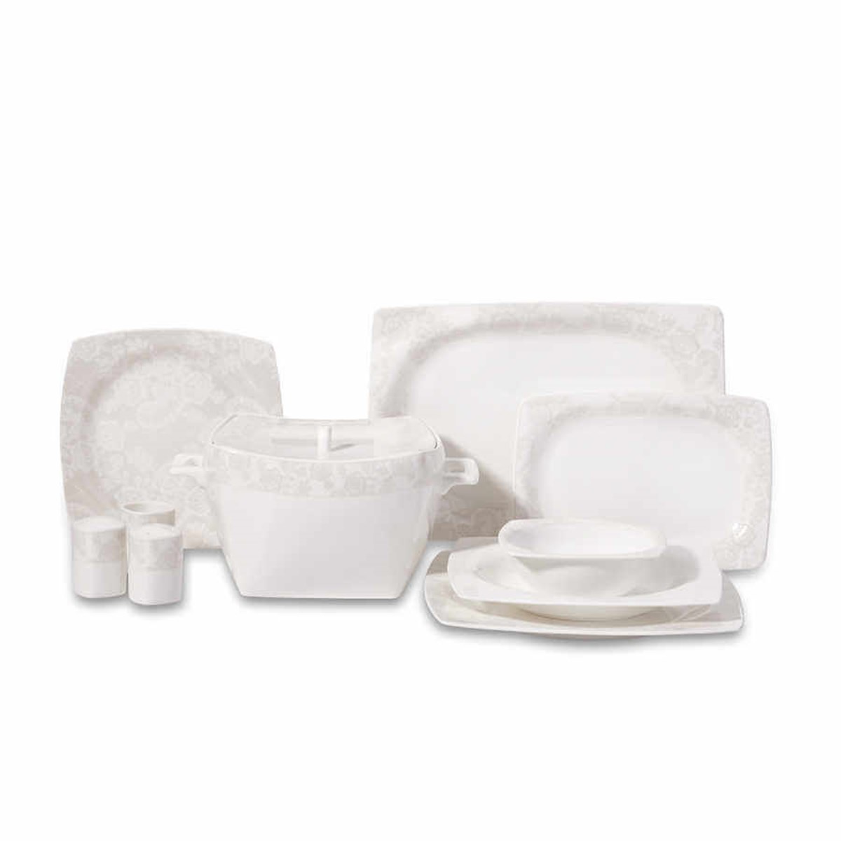 Korkmaz Bone Selection 60 Parça Kare Yemek Takımı A8430Korkmaz12 Kişilik Yemek Takımı