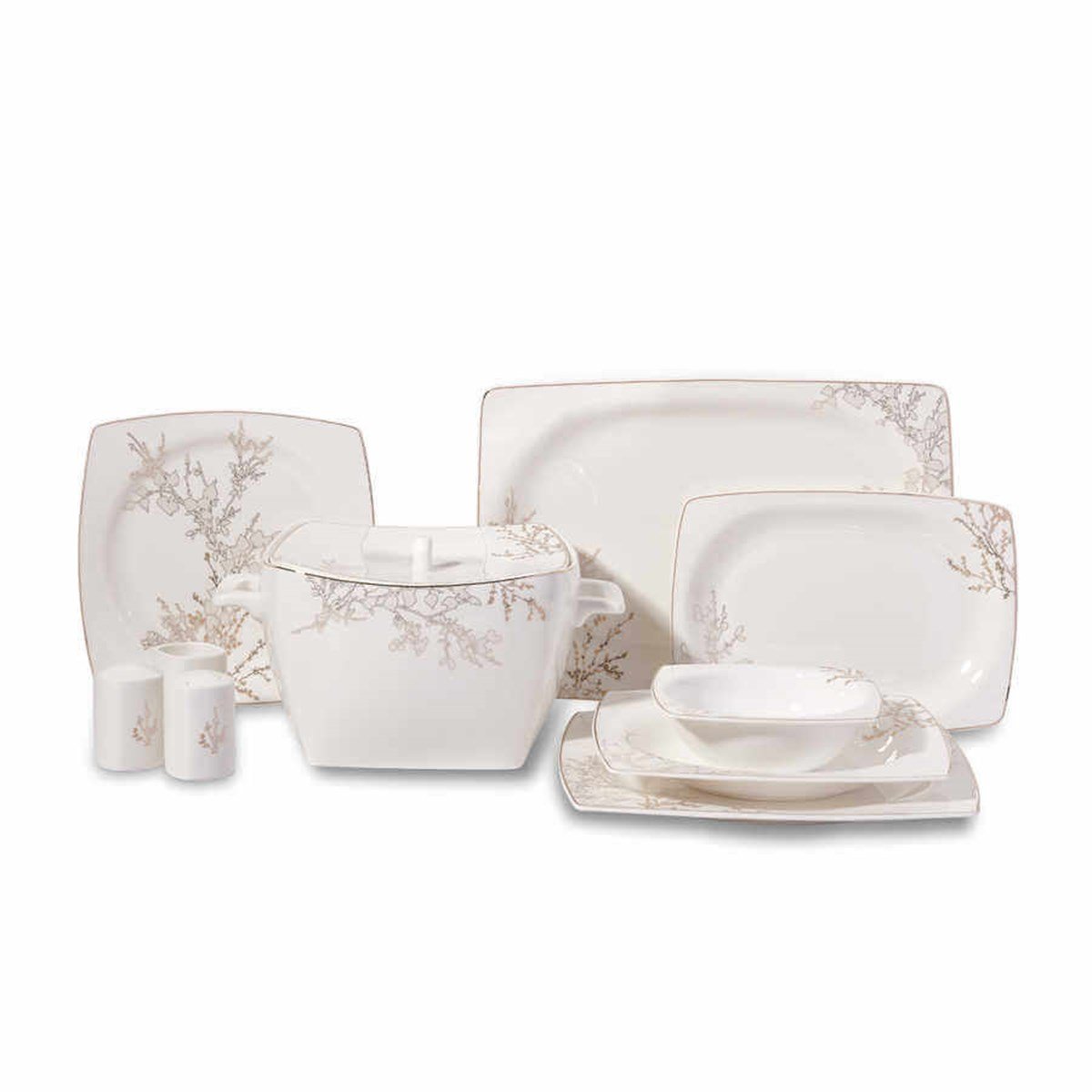 Korkmaz Bone Selection 60 Parça Kare Yemek Takımı A8428Korkmaz12 Kişilik Yemek Takımı
