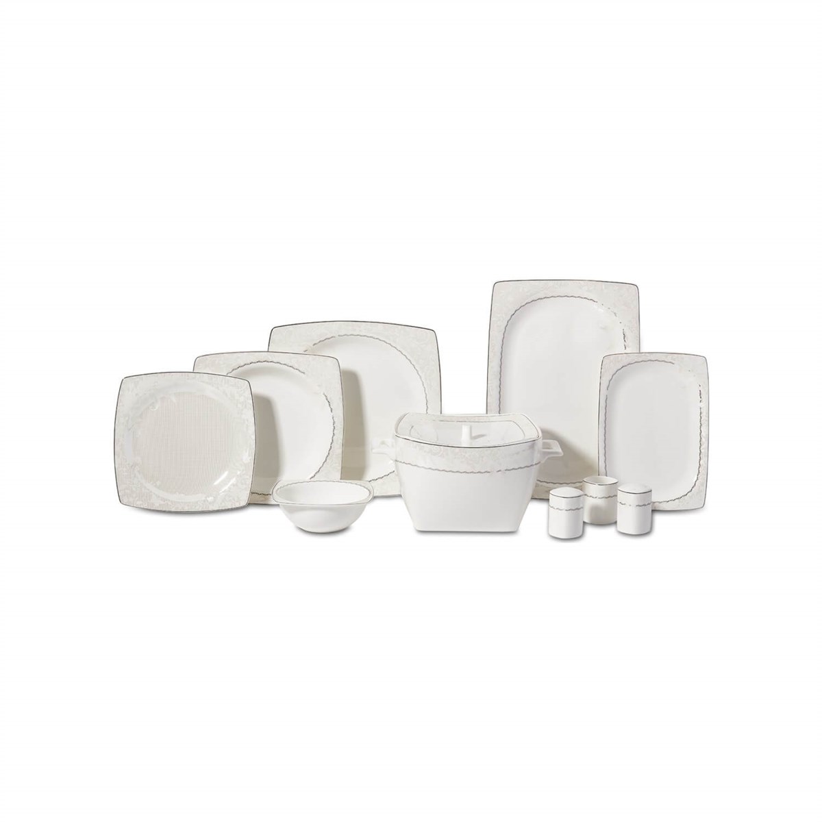 Korkmaz Bone Selection 60 Parça Kare Yemek Takımı A8440Korkmaz12 Kişilik Yemek Takımı