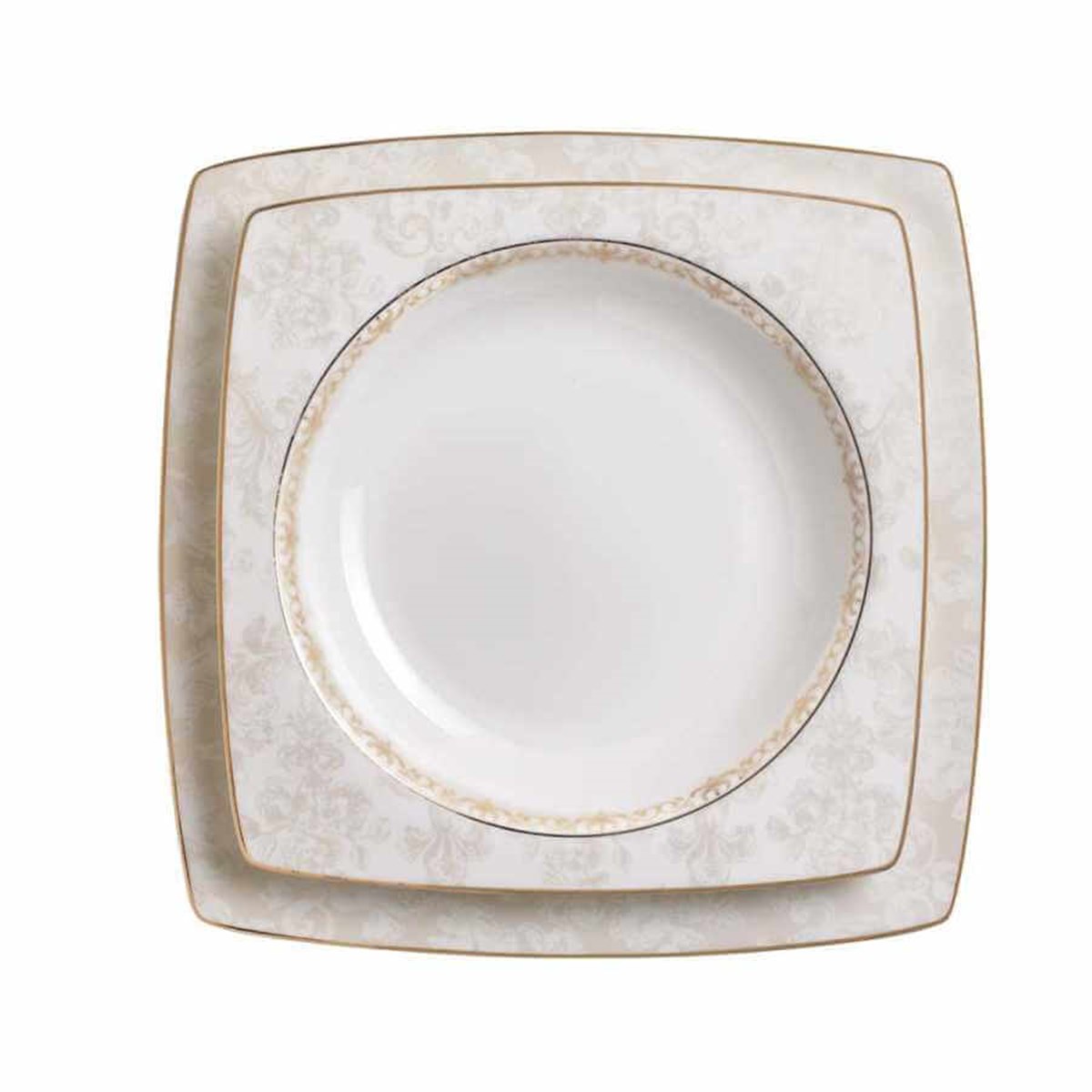 Korkmaz Bone Selection 60 Parça Kare Yemek Takımı A8429Korkmaz12 Kişilik Yemek Takımı