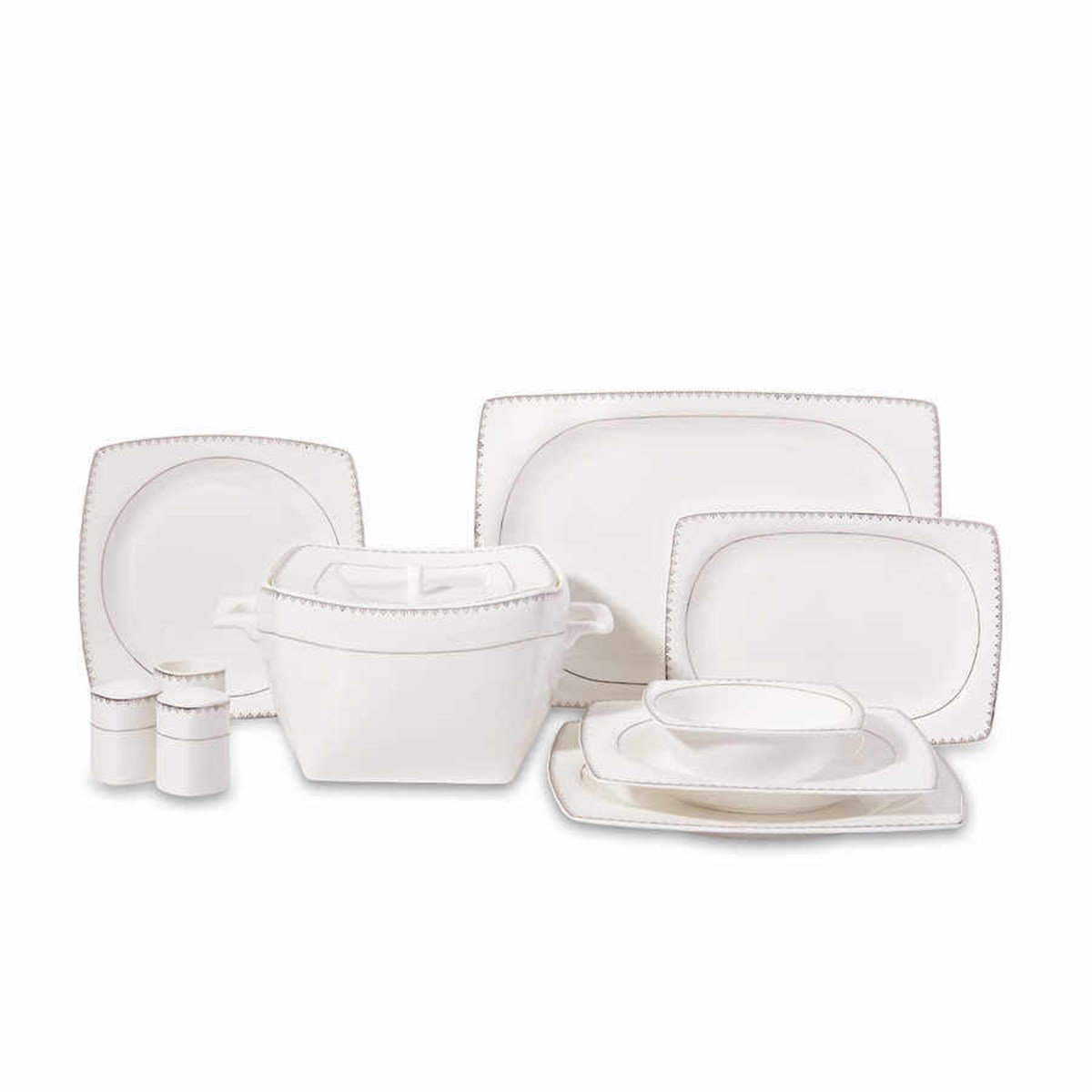 Korkmaz Bone Selection 60 Parça Kare Yemek Takımı A8427Korkmaz12 Kişilik Yemek Takımı