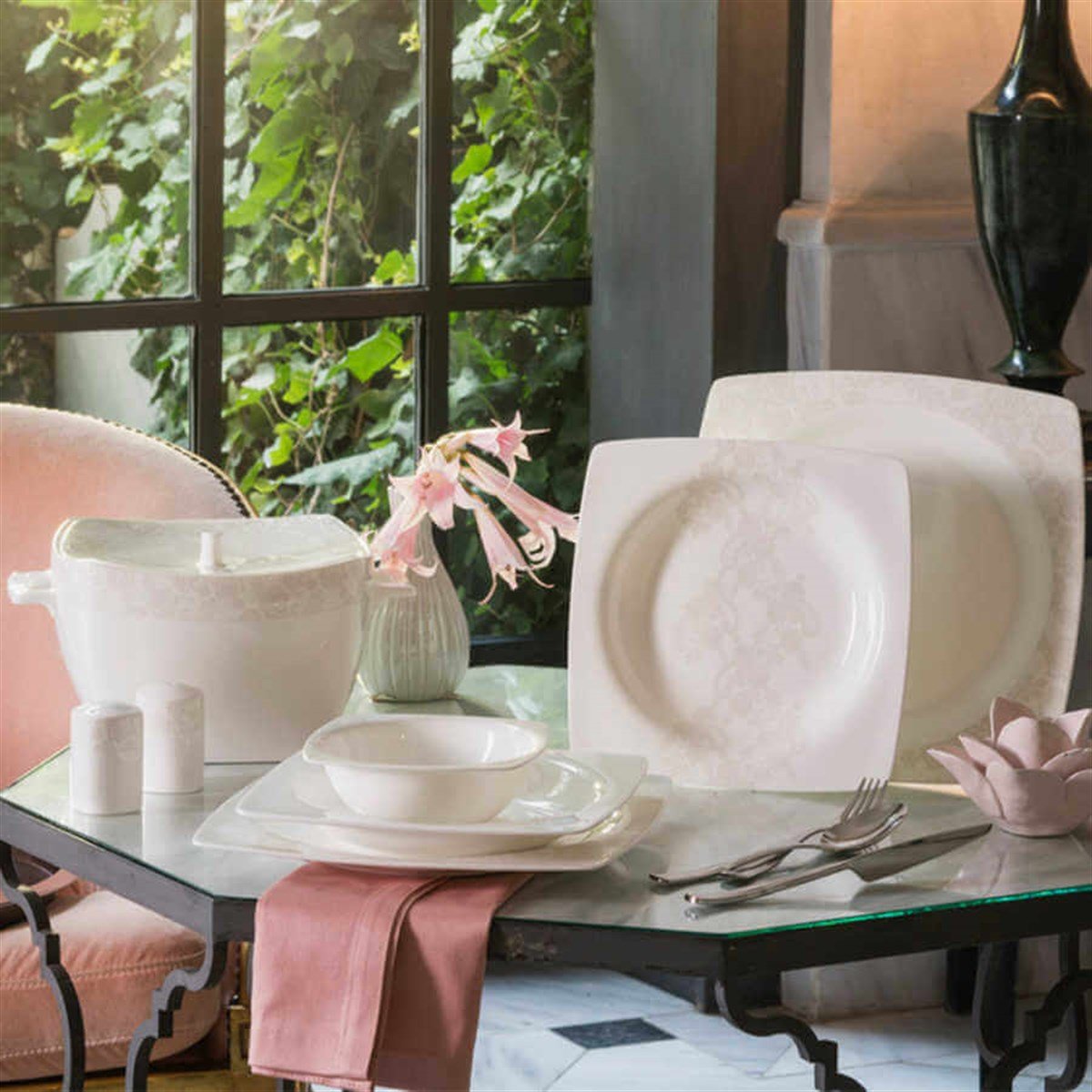 Korkmaz Bone Selection 60 Parça Kare Yemek Takımı A8430Korkmaz12 Kişilik Yemek Takımı