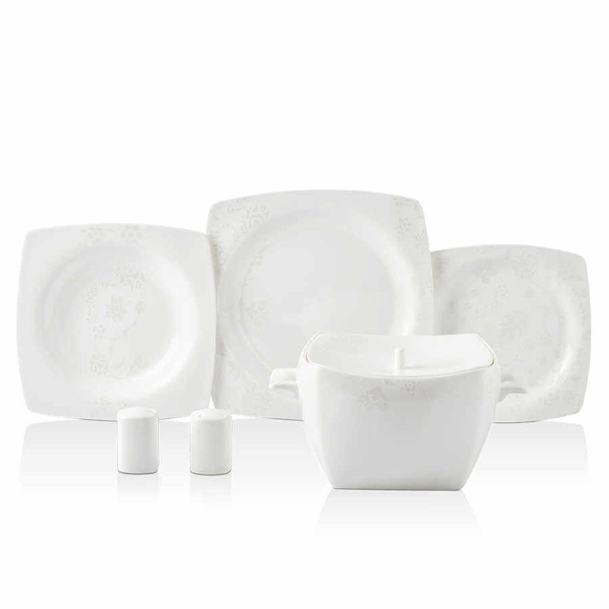 Korkmaz Bone Selection 60 Parça Kare Yemek Takımı A8448Korkmaz12 Kişilik Yemek Takımı