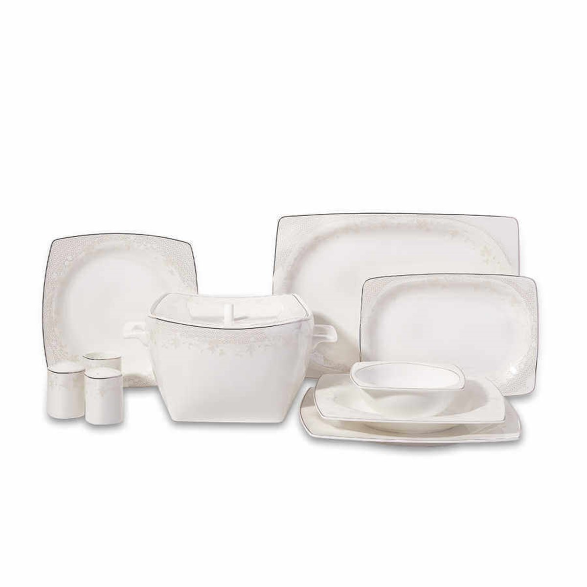 Korkmaz Bone Selection 60 Parça Kare Yemek Takımı A8441Korkmaz12 Kişilik Yemek Takımı