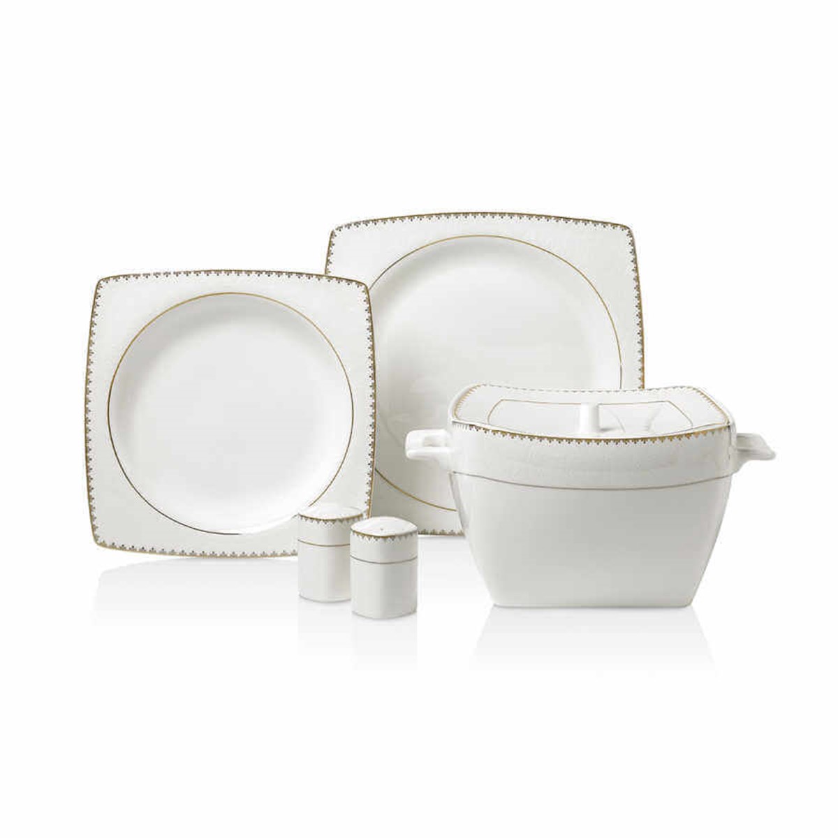 Korkmaz Bone Selection 60 Parça Kare Yemek Takımı A8431Korkmaz12 Kişilik Yemek Takımı