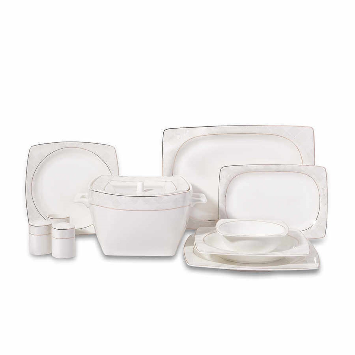 Korkmaz Bone Selection 60 Parça Kare Yemek Takımı A8446Korkmaz12 Kişilik Yemek Takımı