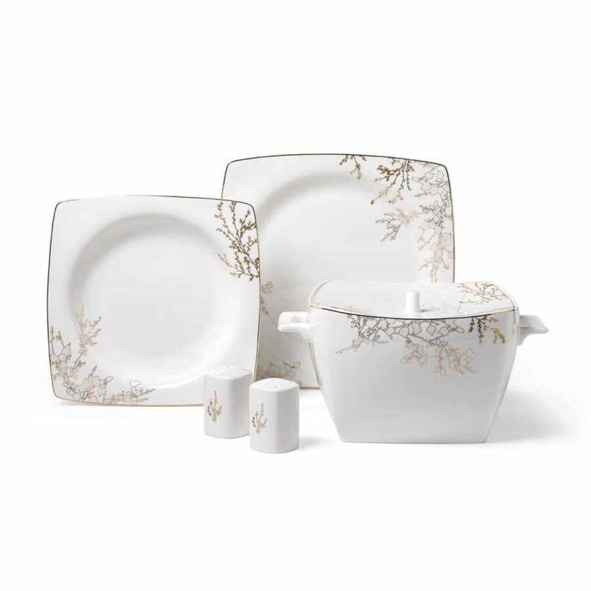 Korkmaz Bone Selection 60 Parça Kare Yemek Takımı A8428Korkmaz12 Kişilik Yemek Takımı