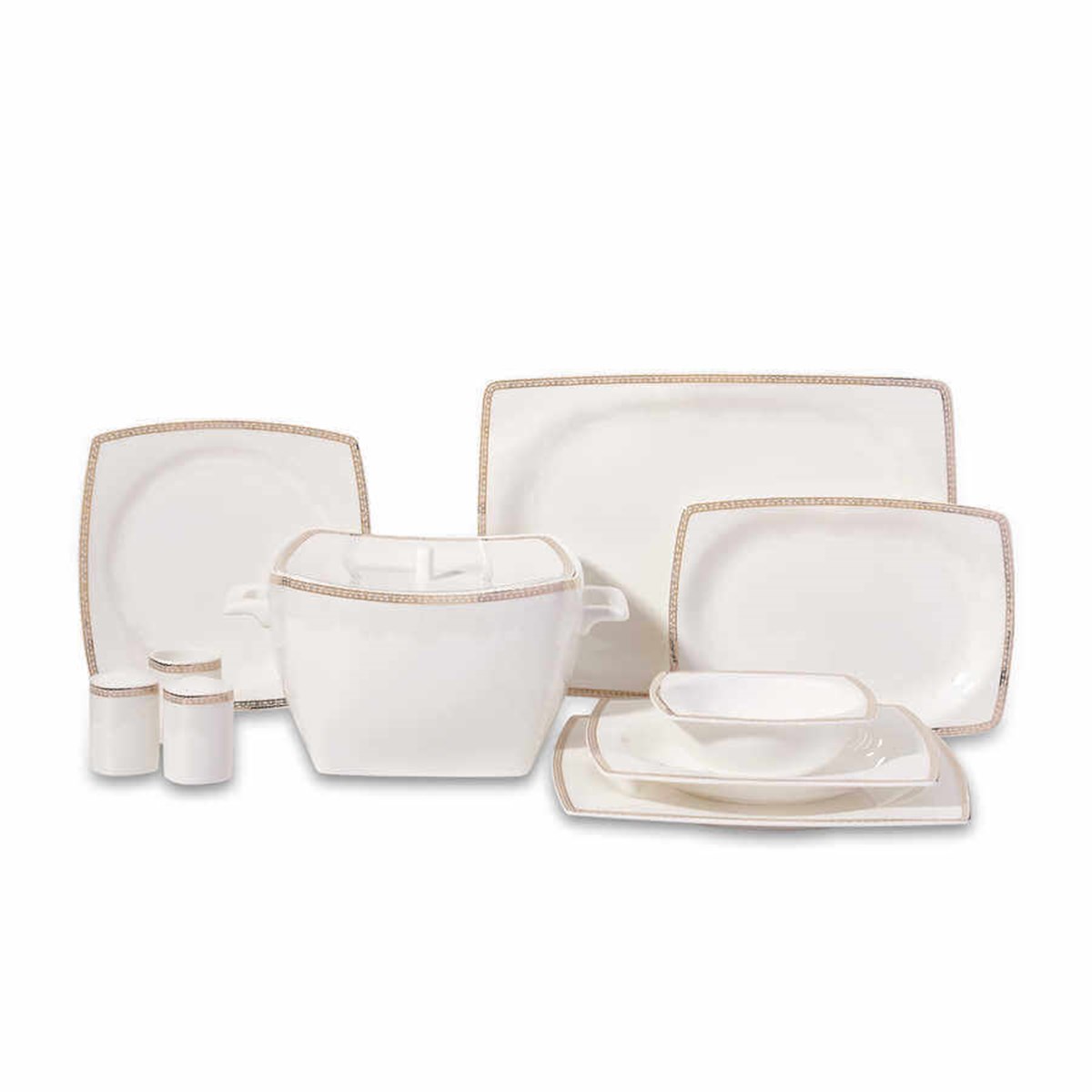 Korkmaz Bone Selection 60 Parça Kare Yemek Takımı A8432Korkmaz12 Kişilik Yemek Takımı