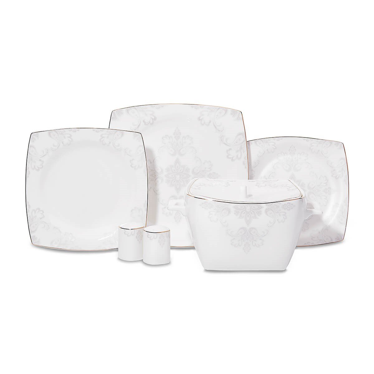 Korkmaz Bone Selection 60 Parça Kare Yemek Takımı A8449Korkmaz12 Kişilik Yemek Takımı