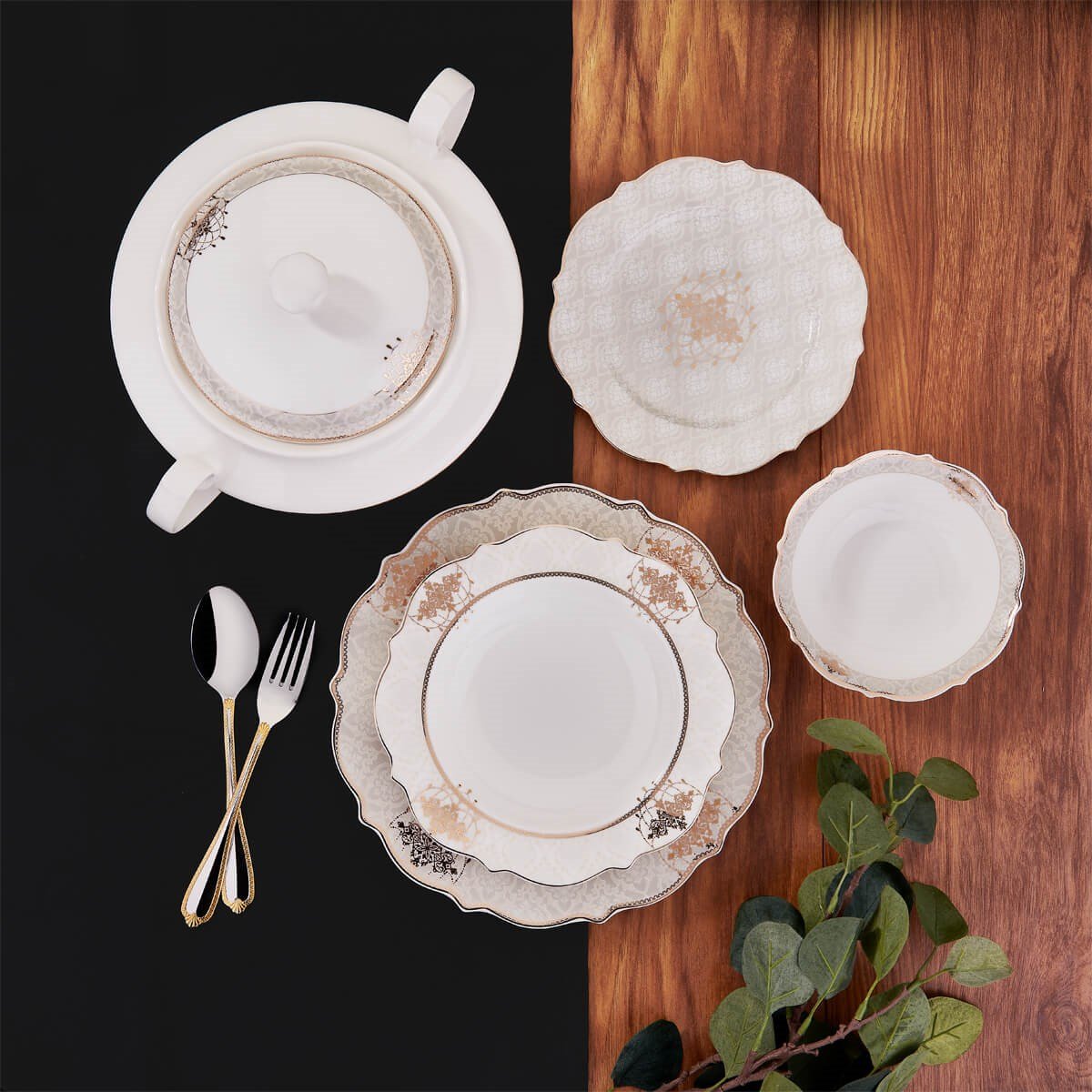 Korkmaz Eliza Collection 60 Parça Yuvarlak Yemek Takımı A8239Korkmaz12 Kişilik Yemek Takımı