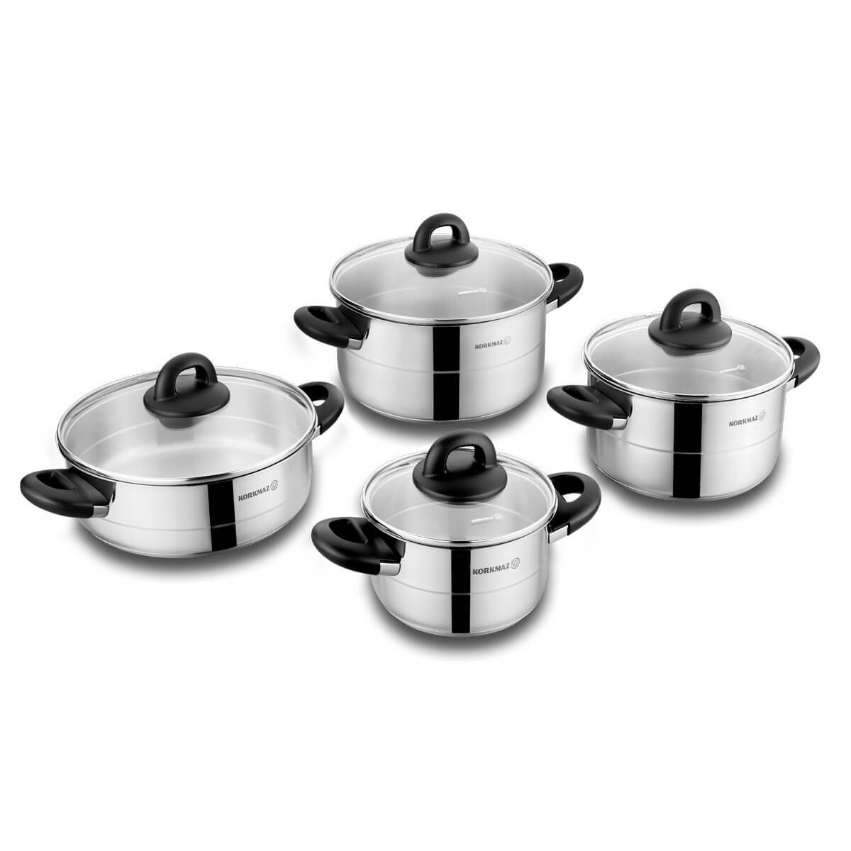 Korkmaz Hera Siyah 8 Parça Tencere Seti A1087-3KorkmazPratik Mutfak Gereçleri