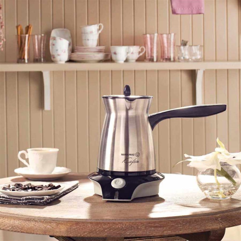 Korkmaz Kafein Satin InoxSiyah Elektrikli Cezve Makinesi-A366