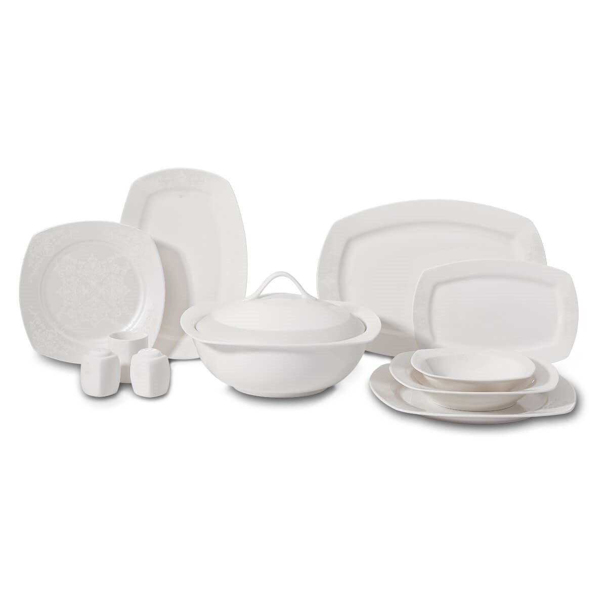 Korkmaz Mona Collection 60 Parça Kare Yemek Takımı A8123Korkmaz12 Kişilik Yemek Takımı