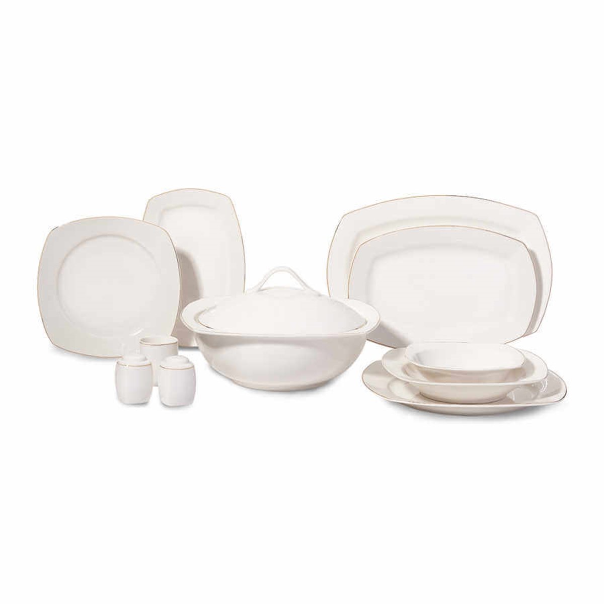 Korkmaz Mona Collection 60 Parça Kare Yemek Takımı A8124Korkmaz12 Kişilik Yemek Takımı