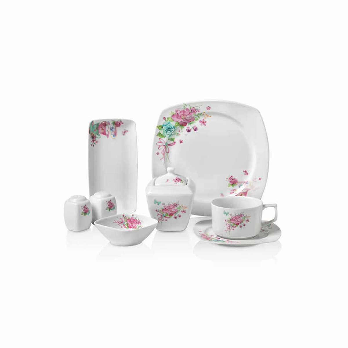 Korkmaz Super White 28 Parça Kare Kahvaltı Seti A8609Korkmaz6 Kişilik Kahvaltı Takımı