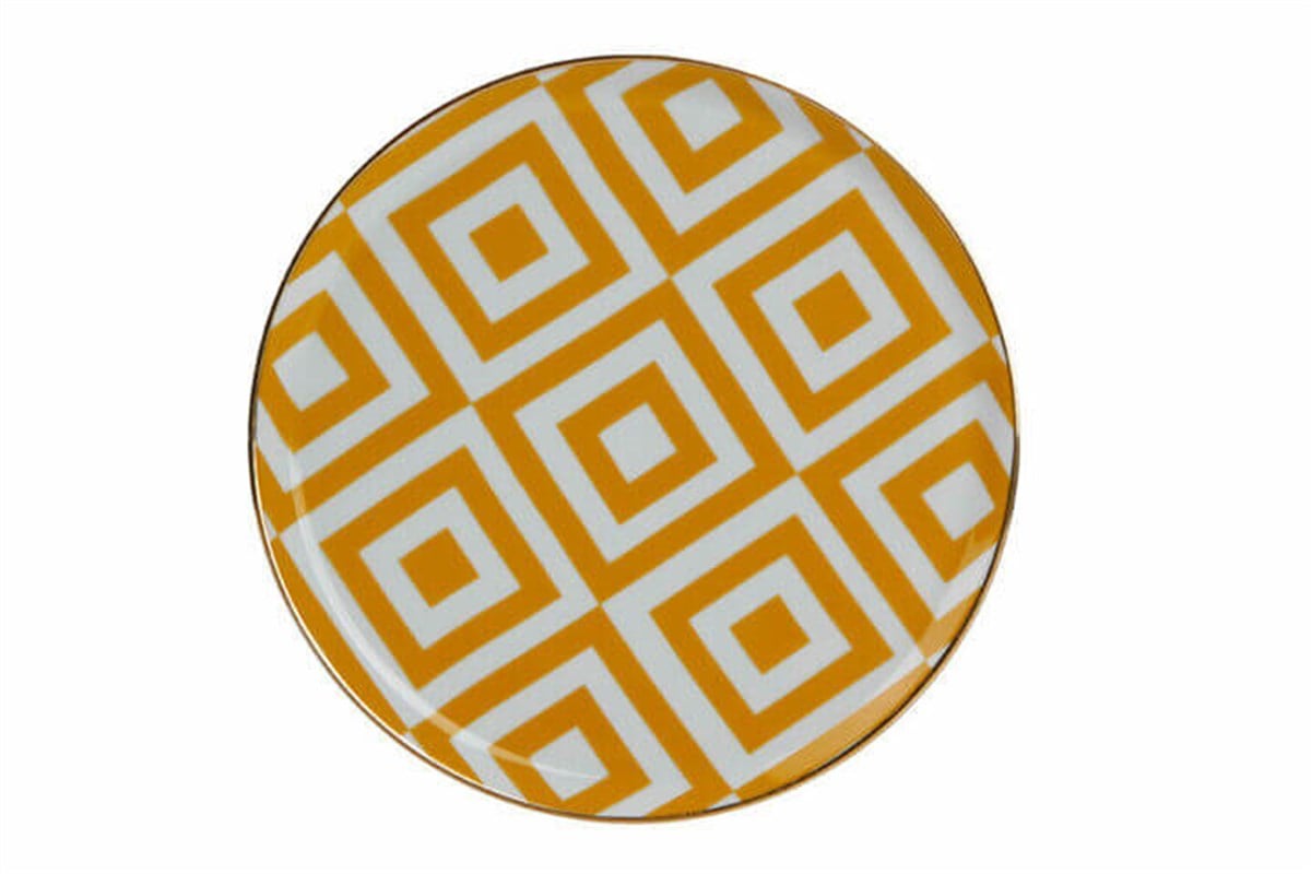 Morocco Desen4 Sarı Düz Tabak 20cmPorlandTabaklar