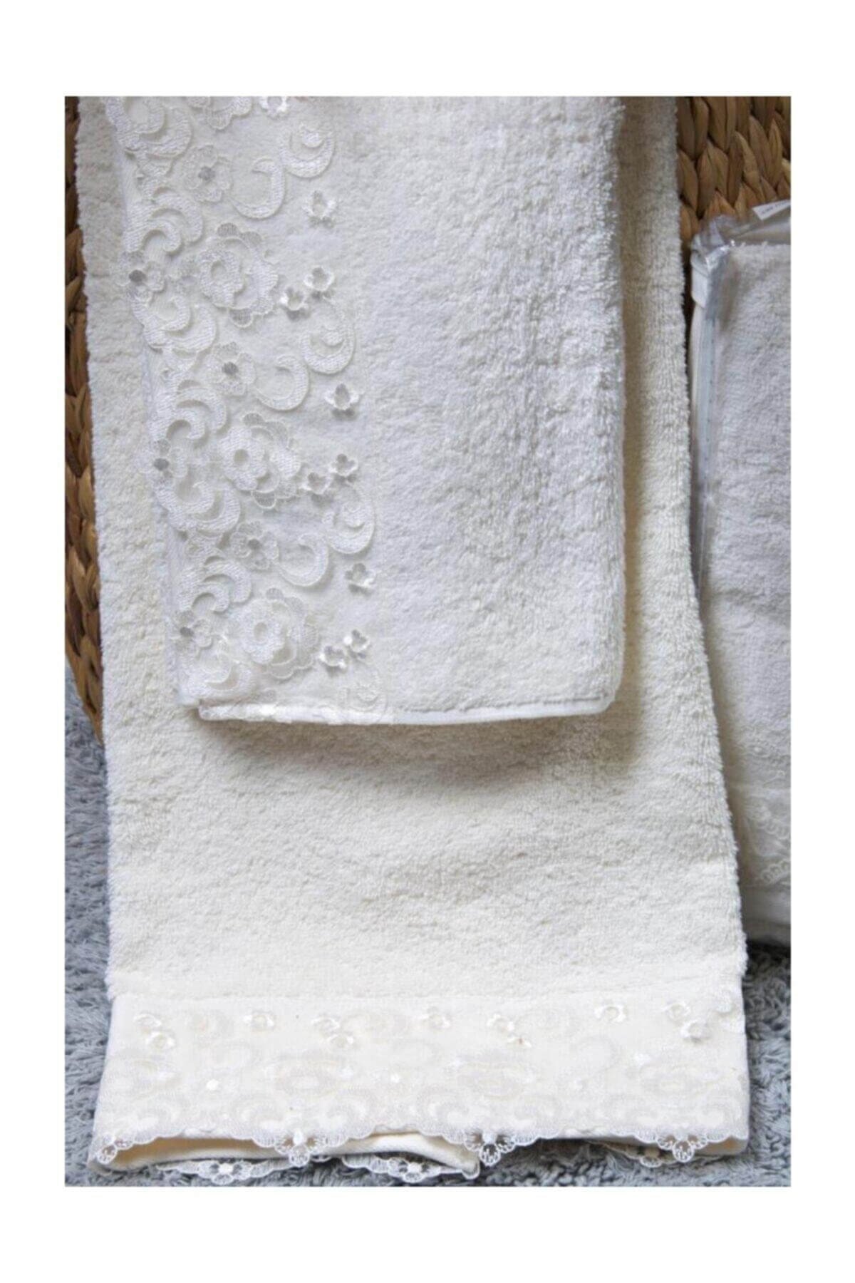 Nazik Home Sena 2'li Organik %100 Pamuk Havlu Set Krem