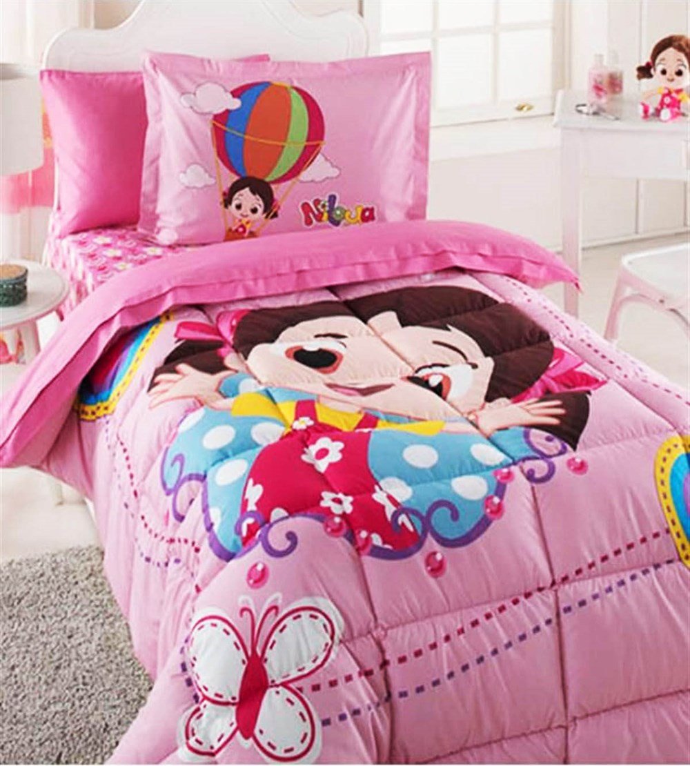 Niloya Kelebek Tek Kişilik Lisanslı Uyku Seti Pembe