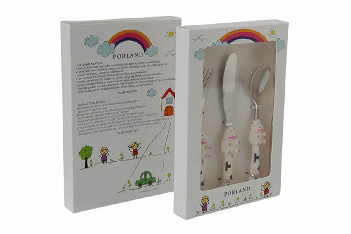 Porland Mini Cow Çocuk Çatal Kaşık Bıçak Takımı 3 ParçaPorlandÇatal Kaşık Bıçak Takımları