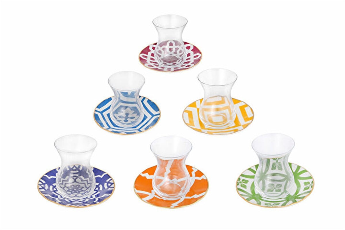 Porland Morocco Karışık Renk Çay Bardak Takımı 12 ParçaPorlandÇay Takımları