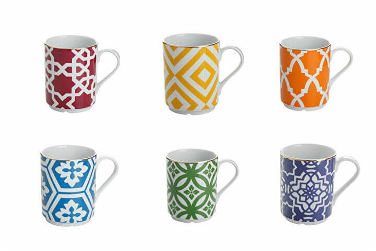 Porland Morocco Karışık Renk Kupa Seti 6 parçaPorlandFincan Takımları
