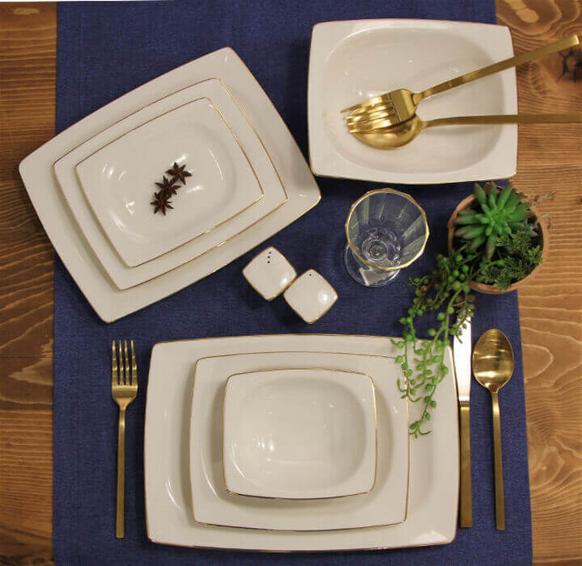 Porland Riva Altın Yaldız 57 Parça 12 Kişilik Yemek Takımı