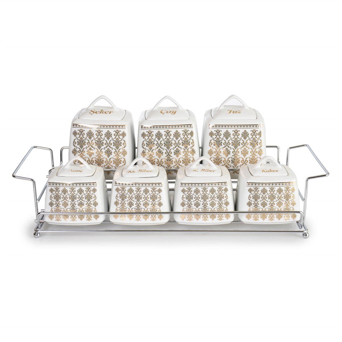 S7T #OG-5530# 7'li Krom Standlı Baharat Setiİpek ZüccaciyeBaharatlık