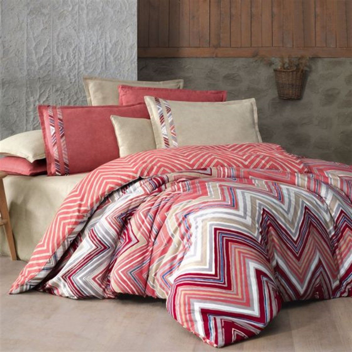 Sarev Maribo Flanel Nevresim Takımı Çift Kişilik KırmızıSarevÇift Kişilik Nevresim