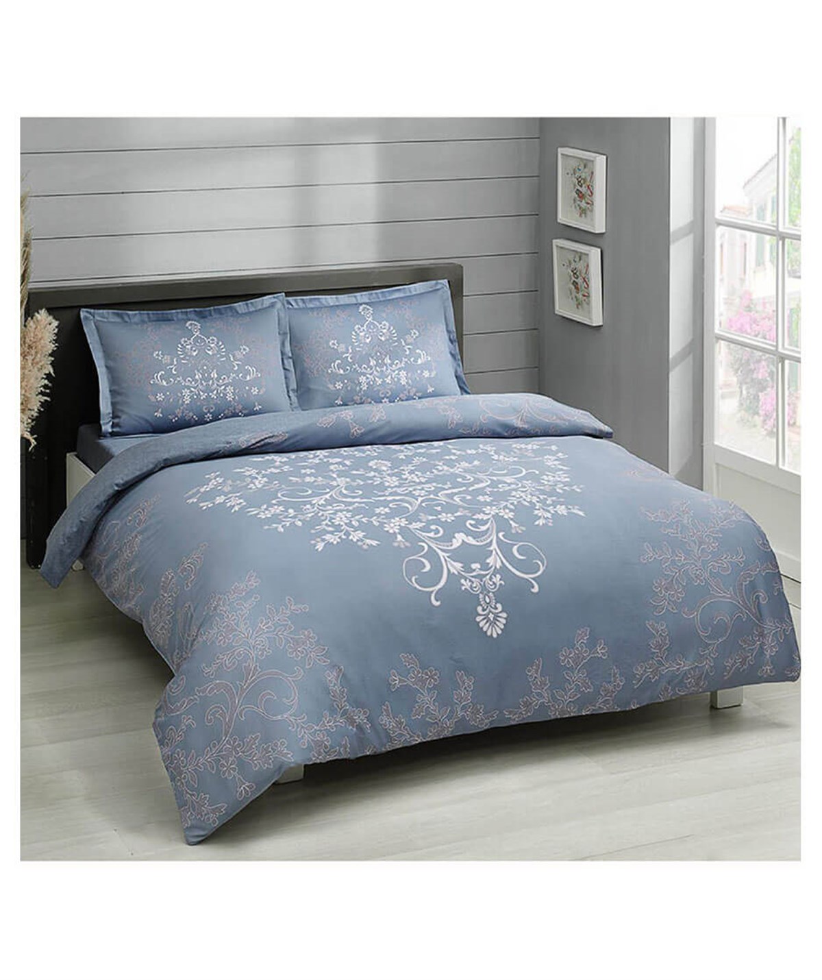 Taç 3254 Saten Anissa Çift Kişilik Nevresim Takımı V03 Mavi 60218103TaçÇift Kişilik Nevresim